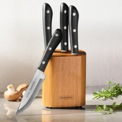 Porterhouse 4 Piece - 5 in Steak Knife Set with Hardwood Block