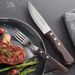 Porterhouse 12 Piece Polywood Steak Knife and Fork Set - Brown