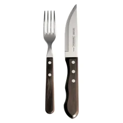 Porterhouse 12 Piece Polywood Steak Knife and Fork Set - Brown