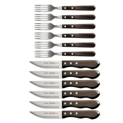 Porterhouse 12 Piece Polywood Steak Knife and Fork Set - Brown