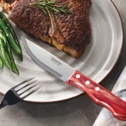 Porterhouse 5 Piece Steak Knife Set - Pointed - w/Hardwood Counter Block
