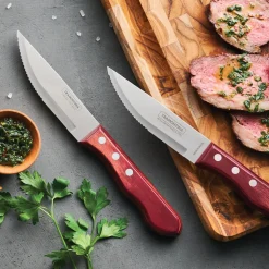 Porterhouse 5 Piece Steak Knife Set - Pointed - w/Hardwood Counter Block