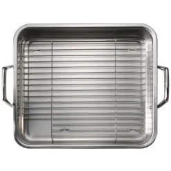 Prima 16.5 in Stainless Steel Deep Roasting Pan - Includes Basting Grill & V-Rack