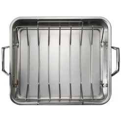 Prima 16.5 in Stainless Steel Deep Roasting Pan - Includes Basting Grill & V-Rack