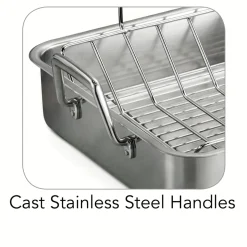 Prima 16.5 in Stainless Steel Deep Roasting Pan - Includes Basting Grill & V-Rack