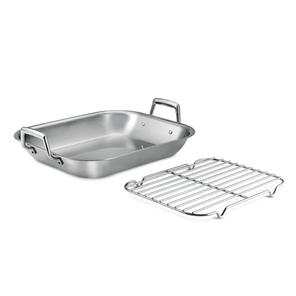 Prima 16.75 in Stainless Steel Flared Edge Roasting Pan - Includes Basting Rack
