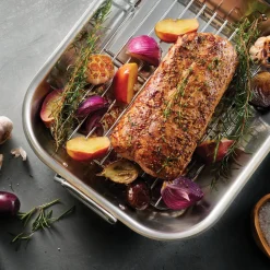 Prima 16.75 in Stainless Steel Flared Edge Roasting Pan - Includes Basting Rack