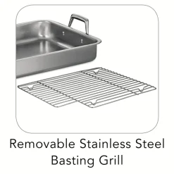 Prima Stainless Steel Roasting Pan - Includes Basting Grill
