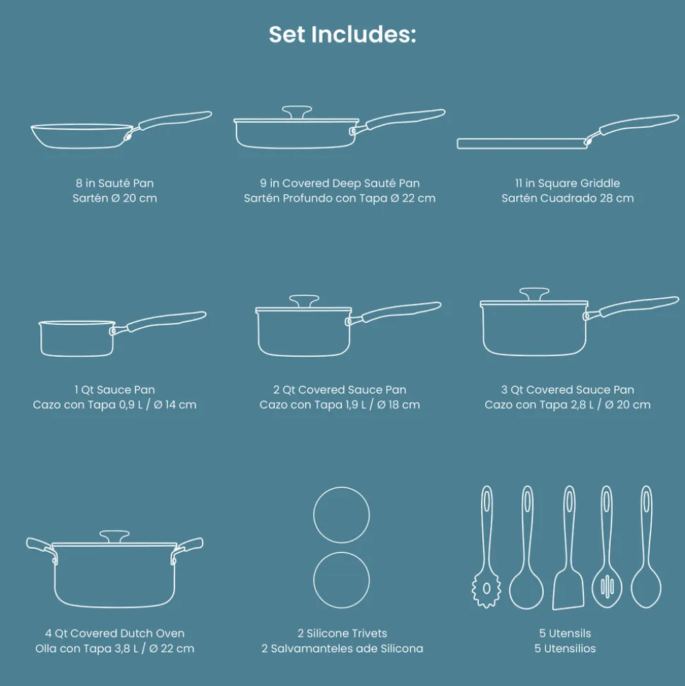 Primaware 18 Piece Nonstick Cookware Set