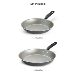 Primaware 2 Piece Nonstick Fry Pan Set, 9.5 Inch and 11 Inch