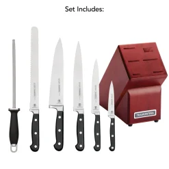 Professional Forged 7 Piece Knife Set with Hardwood Counter Block