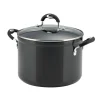 8 Quart Ceramic Nonstick Covered Stock Pot, Charcoal Gray