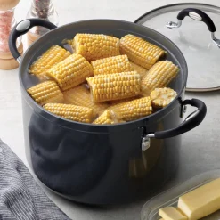 8 Quart Ceramic Nonstick Covered Stock Pot, Charcoal Gray
