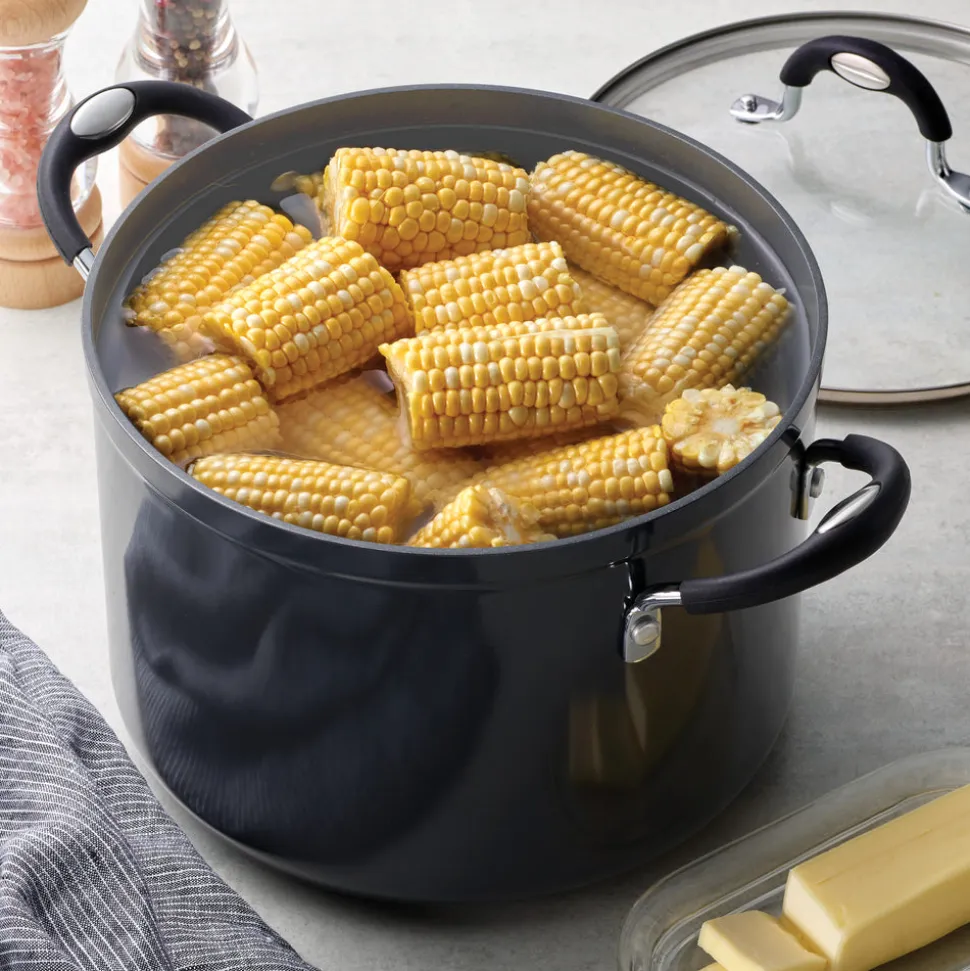 8 Quart Ceramic Nonstick Covered Stock Pot, Charcoal Gray
