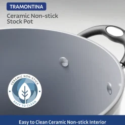8 Quart Ceramic Nonstick Covered Stock Pot, Charcoal Gray