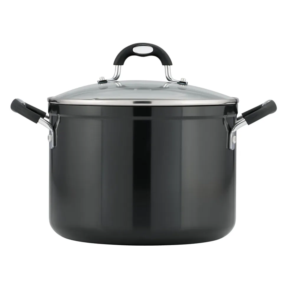 8 Quart Ceramic Nonstick Covered Stock Pot, Charcoal Gray