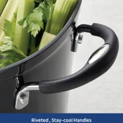 8 Quart Ceramic Nonstick Covered Stock Pot, Charcoal Gray
