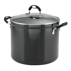 12 Quart Ceramic Nonstick Covered Stock Pot, Charcoal Gray
