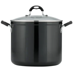12 Quart Ceramic Nonstick Covered Stock Pot, Charcoal Gray