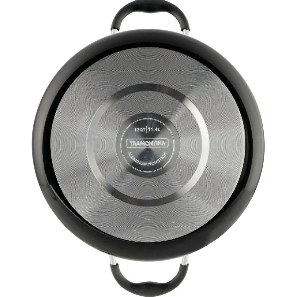 12 Quart Ceramic Nonstick Covered Stock Pot, Charcoal Gray