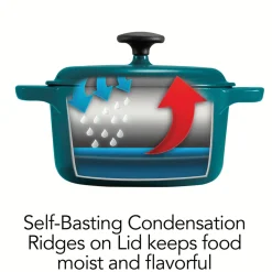 3.5 Quart Enameled Cast-Iron Round Dutch Oven - Teal