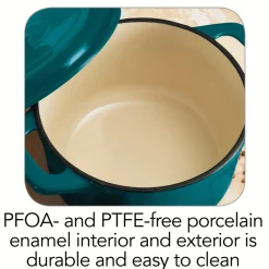 3.5 Quart Enameled Cast-Iron Round Dutch Oven - Teal