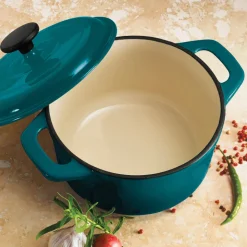 3.5 Quart Enameled Cast-Iron Round Dutch Oven - Teal