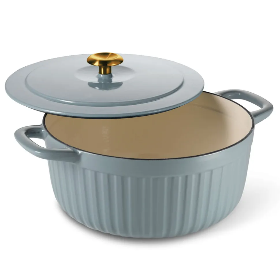 7 Quart Fluted Enameled Cast Iron Dutch Oven