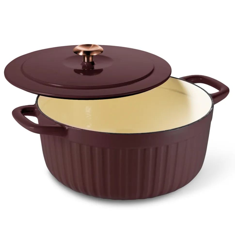 7 Quart Fluted Enameled Cast Iron Dutch Oven