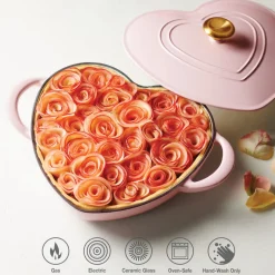 3 Quart Heart Shape Enameled Cast Iron Dutch Oven