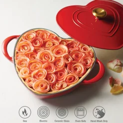 3 Quart Heart Shape Enameled Cast Iron Dutch Oven