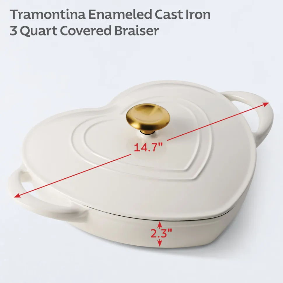 3 Quart Heart Shape Enameled Cast Iron Dutch Oven