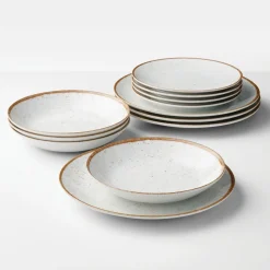 Rustic 12 Piece Plate Set