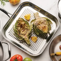 Signature 11 Inch Tri-Ply Clad Stainless Steel Square Grill Pan