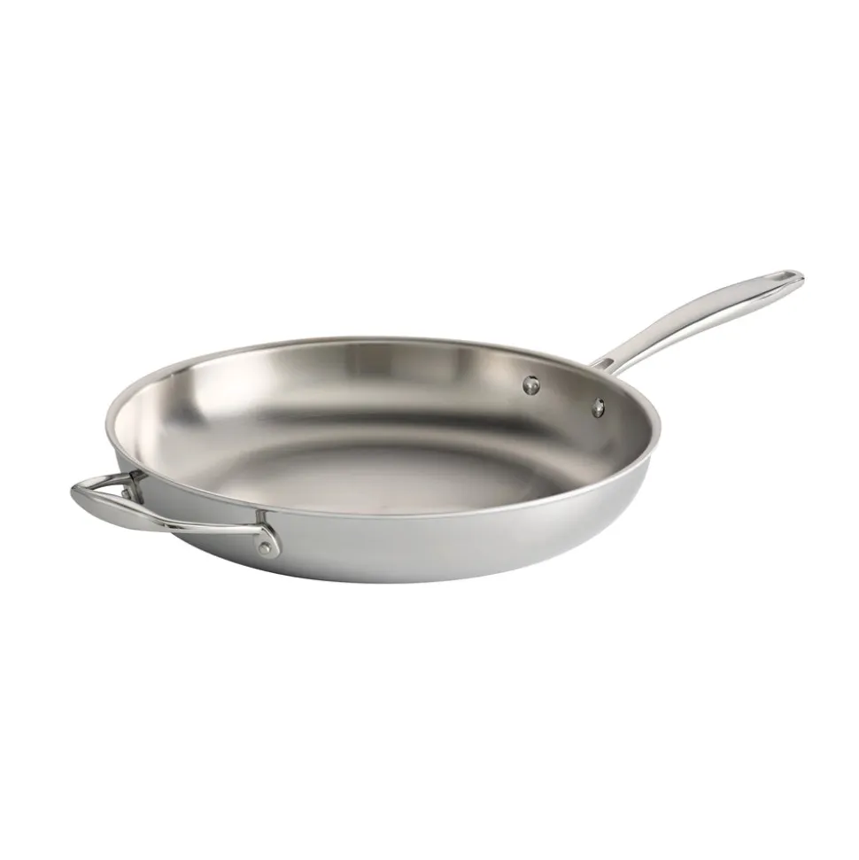 Signature 12 Inch Tri-Ply Clad Stainless Steel Fry Pan with Helper Handle