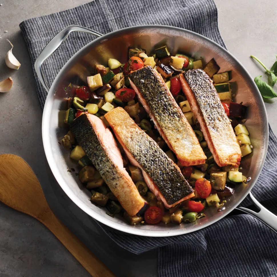 Signature 12 Inch Tri-Ply Clad Stainless Steel Fry Pan with Helper Handle
