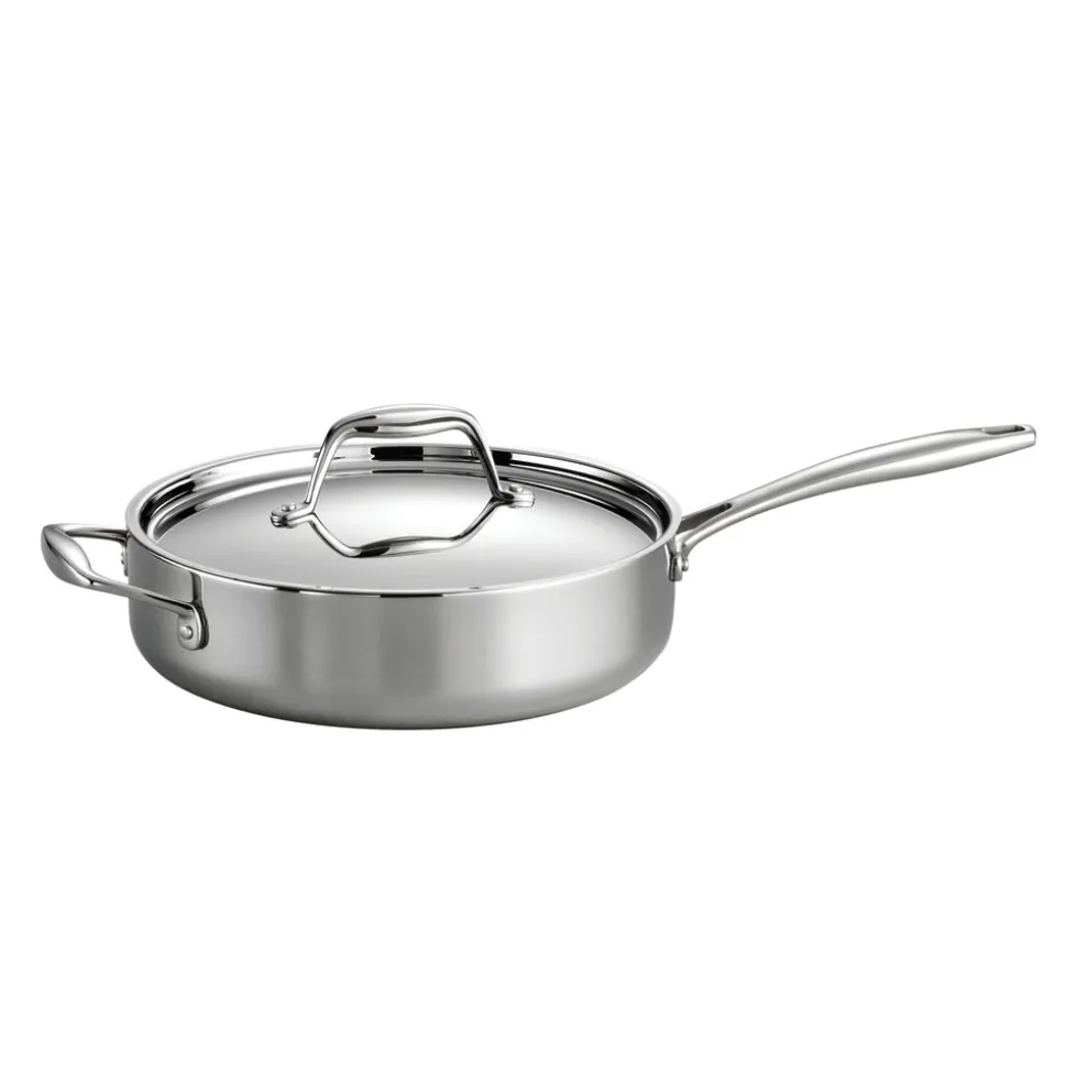 Signature 3 Quart Tri-Ply Clad Stainless Steel Covered Deep Saute Pan