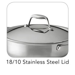 Signature 4 Quart Tri-Ply Clad Stainless Steel Covered Universal Pan