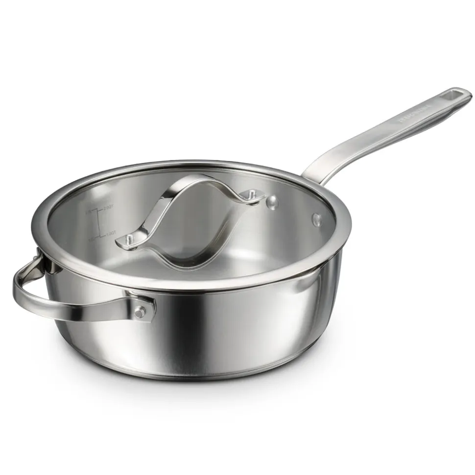 Tempo 3.5 Quart Tri-Ply Base Stainless Steel Covered Deep Saute Pan