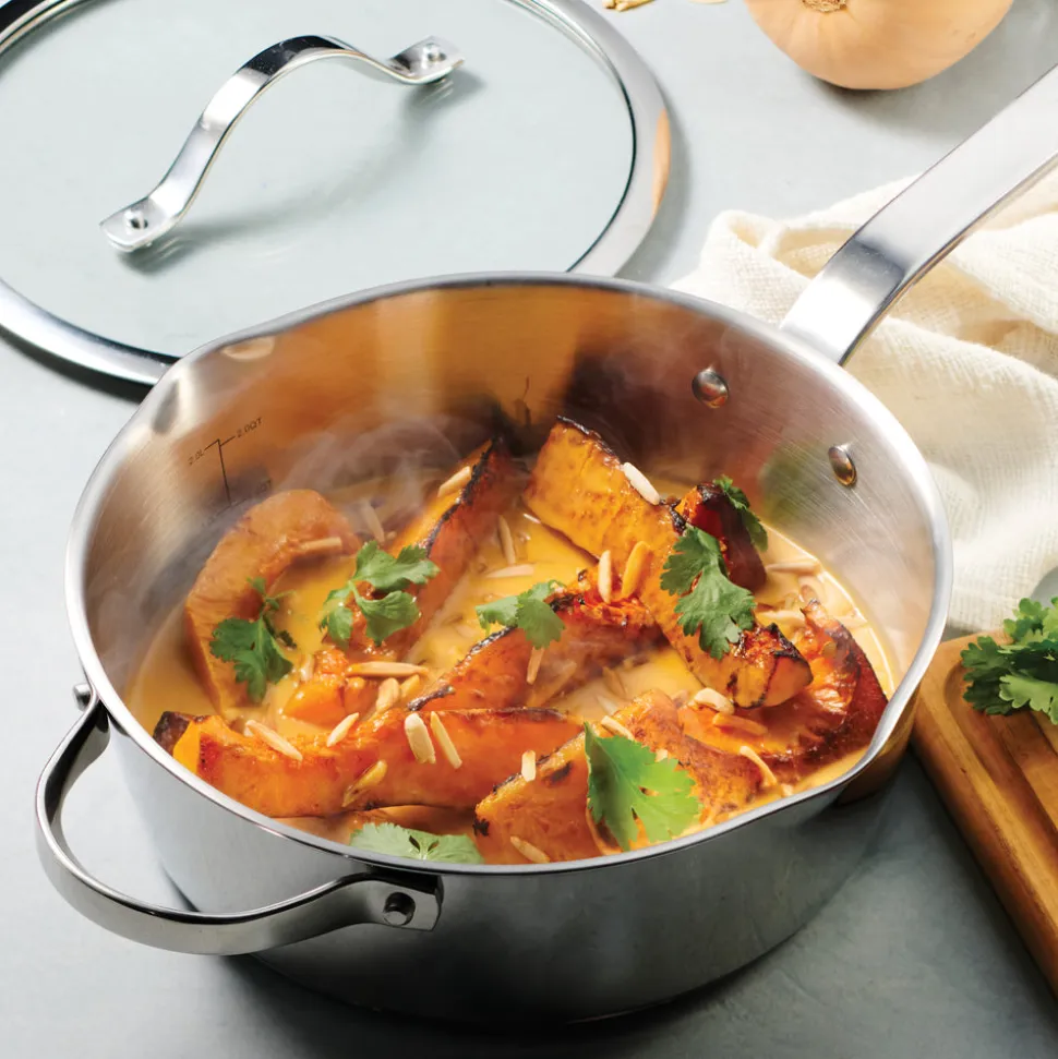 Tempo 3.5 Quart Tri-Ply Base Stainless Steel Covered Deep Saute Pan