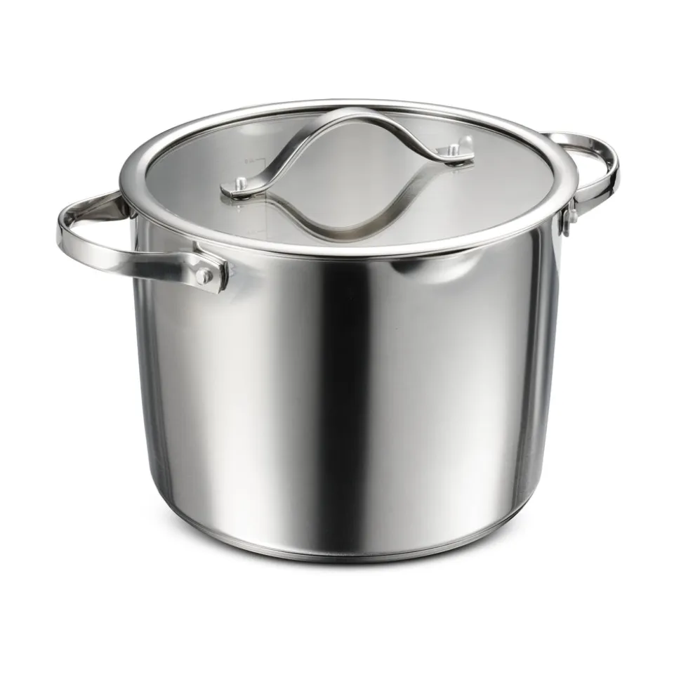 Tempo 8 Quart Tri-Ply Base Stainless Steel Covered Stock Pot