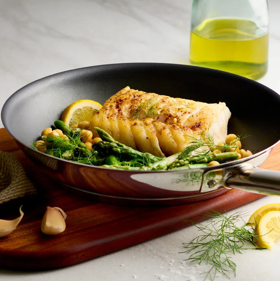 Tri-Ply Base Stainless Steel Fry Pan with Nonstick Interior
