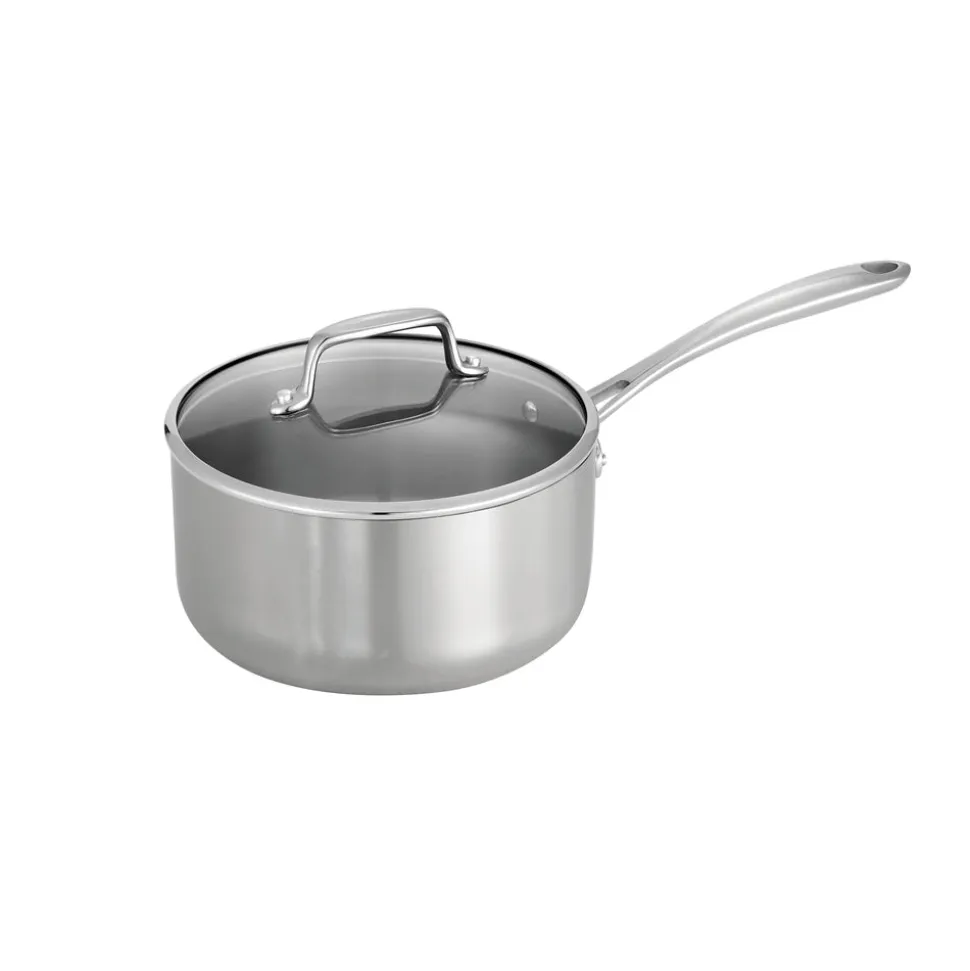 Tri-Ply Clad Covered Stainless Steel Covered Sauce Pan - Glass Lid
