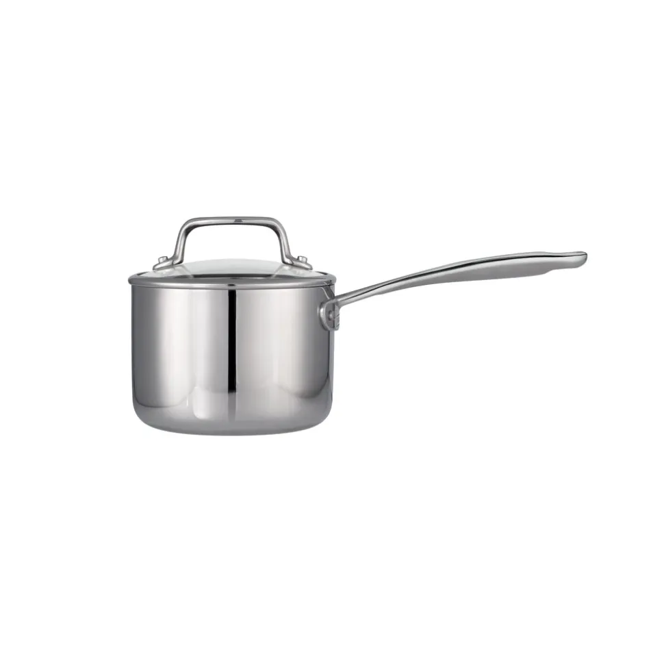 Tri-Ply Clad Covered Stainless Steel Covered Sauce Pan - Glass Lid