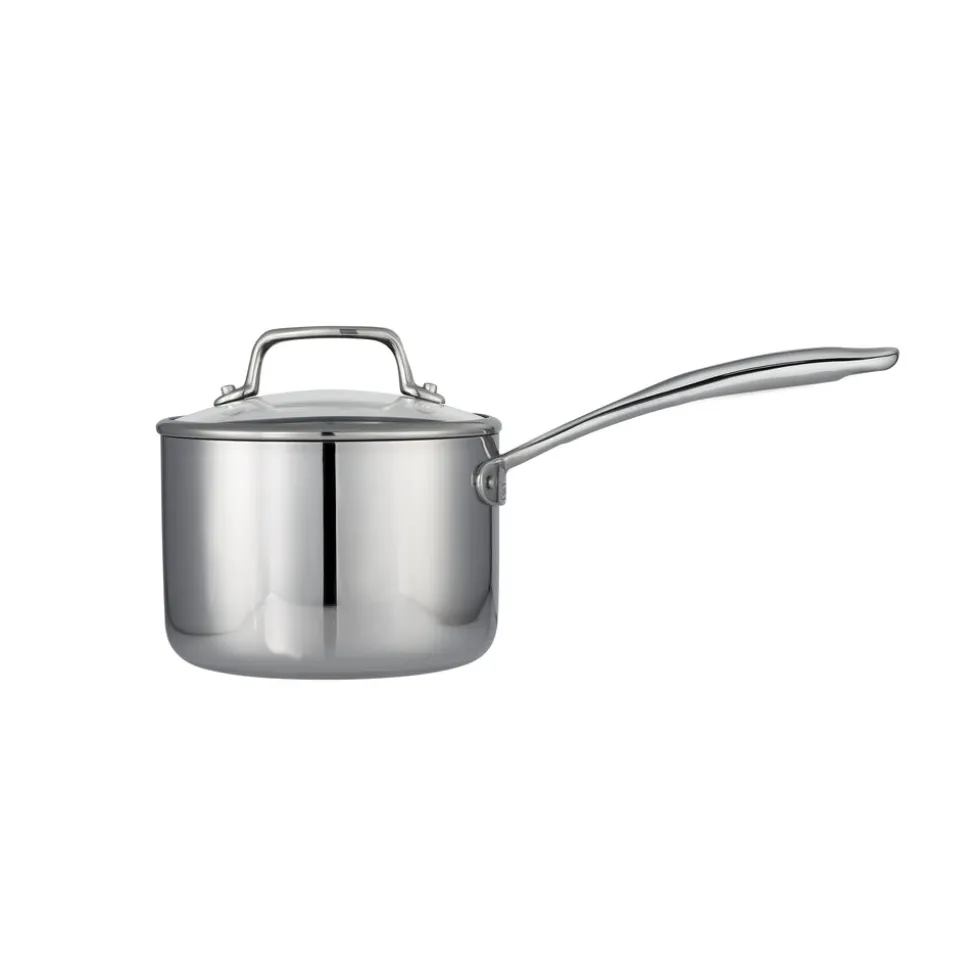 Tri-Ply Clad Covered Stainless Steel Covered Sauce Pan - Glass Lid