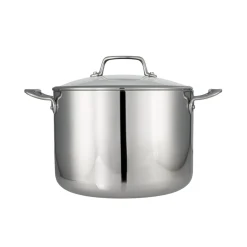 Tri-Ply Clad 8 Quart Stainless Steel Covered Stock Pot - Glass Lid