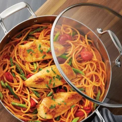 Tri-Ply Clad 6 Quart Stainless Steel Covered Braiser - Glass Lid