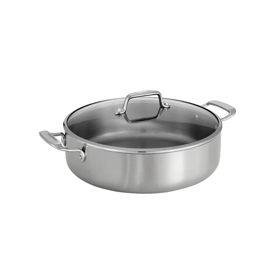 Tri-Ply Clad 6 Quart Stainless Steel Covered Braiser - Glass Lid