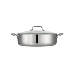 Tri-Ply Clad 6 Quart Stainless Steel Covered Braiser - Glass Lid