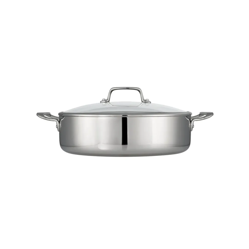 Tri-Ply Clad 6 Quart Stainless Steel Covered Braiser - Glass Lid